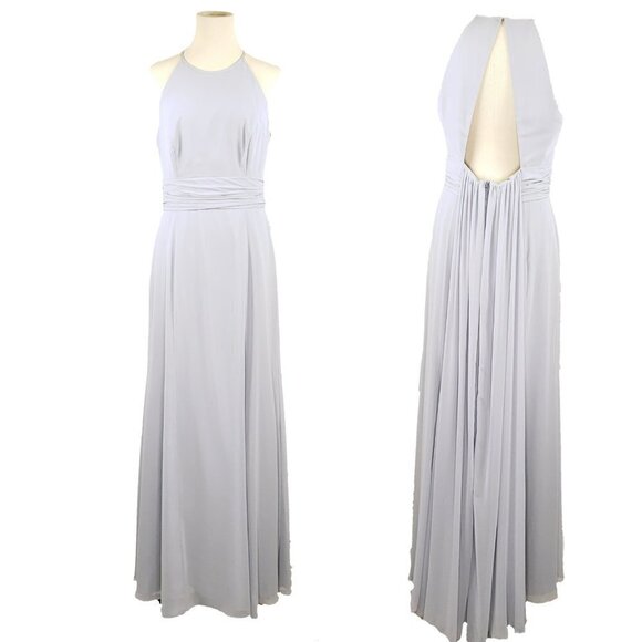 Vivian Diamond dessy collection open back draped front dress in platinum sz10 - Picture 2 of 10